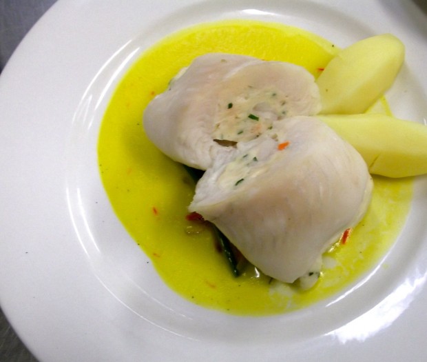 Fish Paupiette with saffron sauce