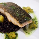 Crispy Skin Salmon with Black Rice and Orange Gremolata