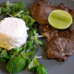 Lime marinated beef with goat cheese